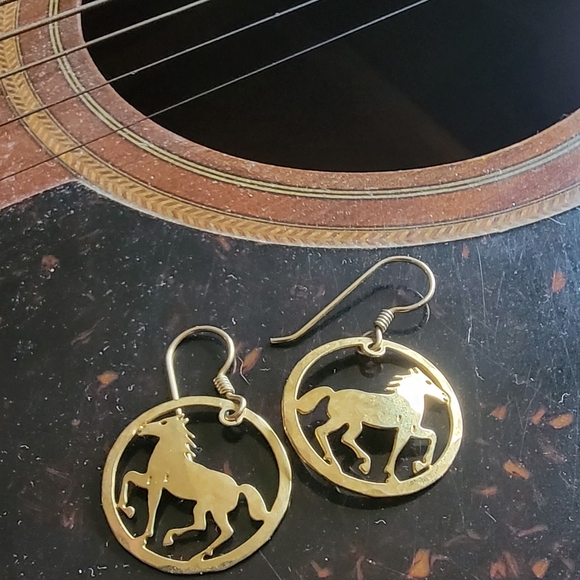 Wild Bryde Jewelry - WILD BRYDE 14K Gold Plated Horse Dangle Earrings